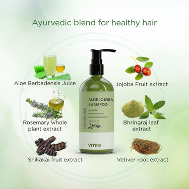 Vitro Aloe Jojoba Shampoo 250 ml | Pack | For Smooth & Shiny Hair | Anti-Hairfall | For All Hair Types | Paraben Free